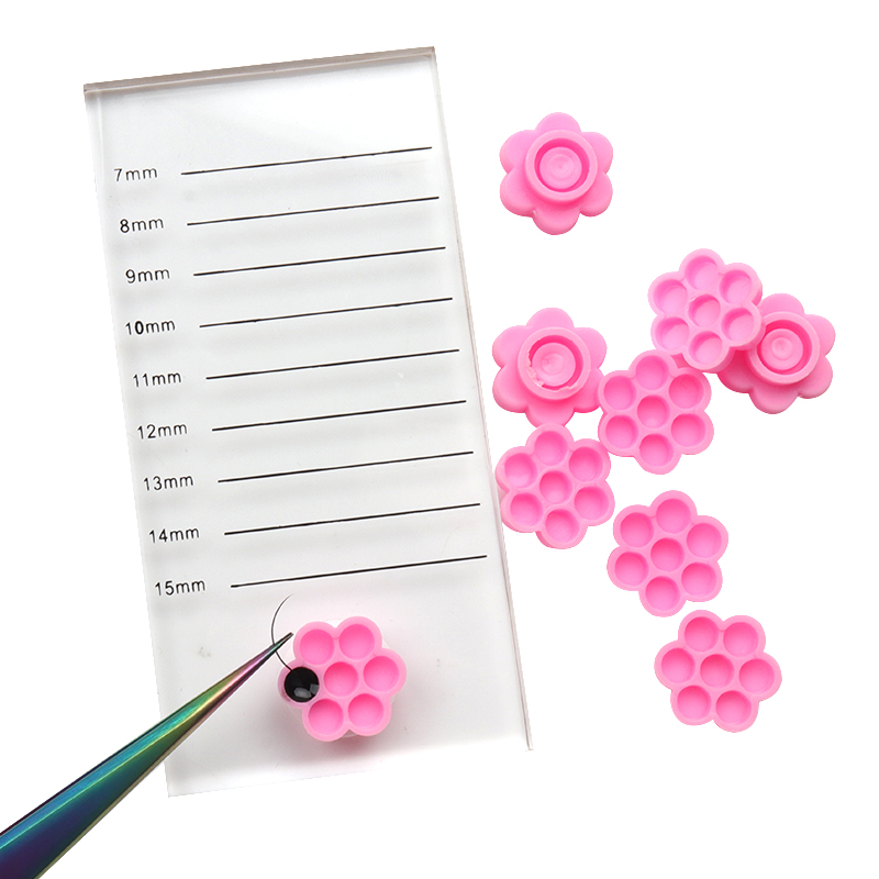 100 Pcs Pink Flower Glue Delay - đánh giá và giá Eyelash Extension Look