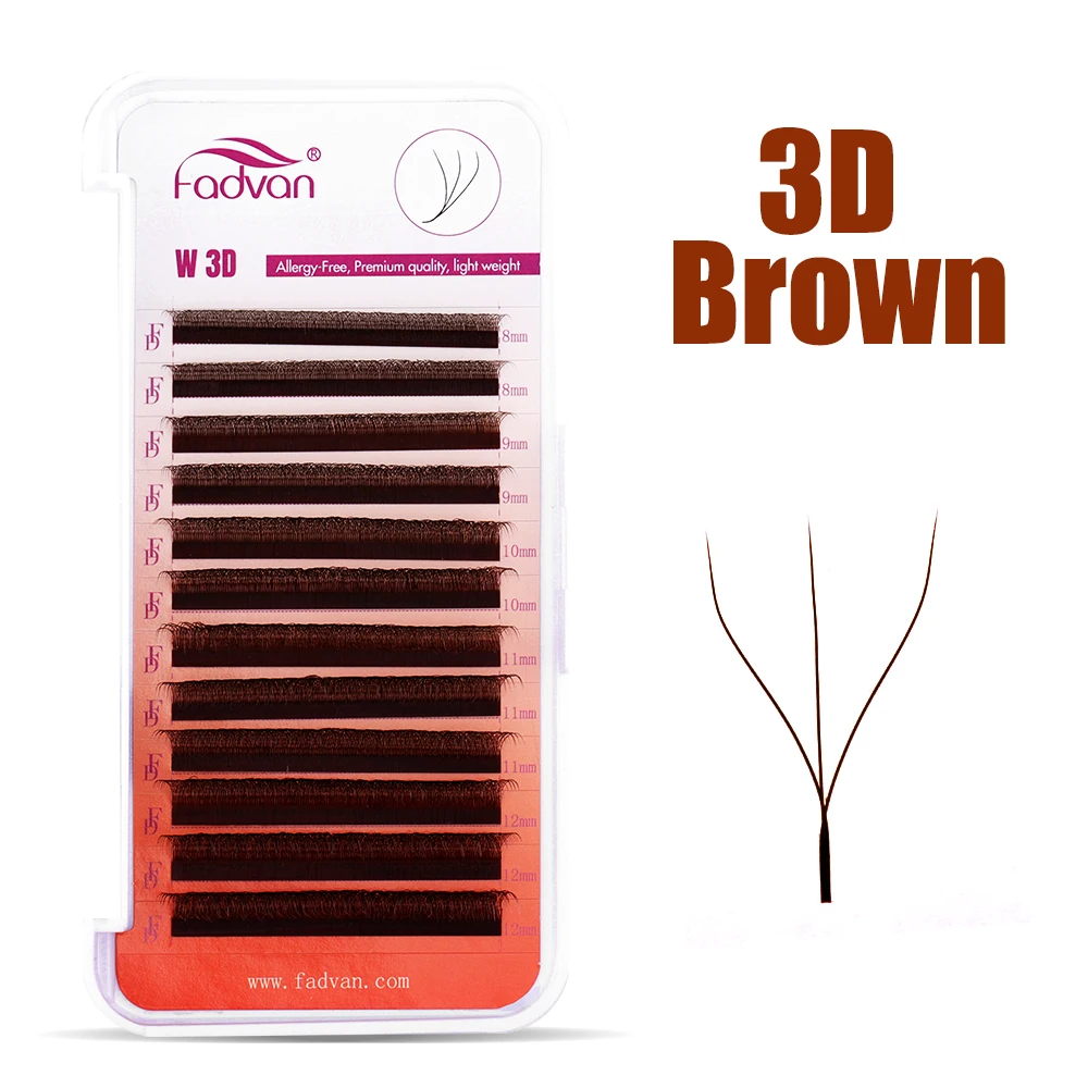 FADVAN Brown 3D/4D W Shape D C - đánh giá và giá Eyelash Extension Human Hair